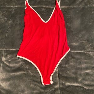 Red and white bodysuit
